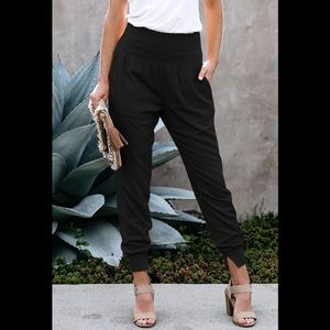 Elegant Black High-Rise Joggers